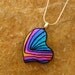 Valentine Jewelry, Dichroic Fused Glass Hand Etched  Pendant, Fused Glass Heart Pendant  - Pink and Blue Heart