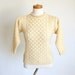 vintage wool fisherman sweater / cream / chunky wool / cable knit / scottish / tiny fit / womens xs s / kids 7 8
