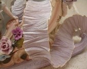 132 inches mOst lovely french style wired taffeta ribbon . violet dew drops . 1.5 inch wide x 3.6 yards