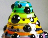 Spotty Stripey Rainbow Cone--Handmade Lampwork Glass Bead