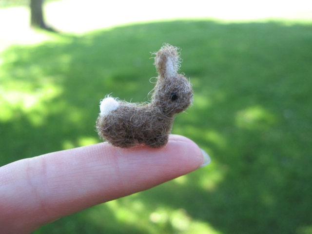 Needle Felted Brown Bunny Teeny Tiny Figure