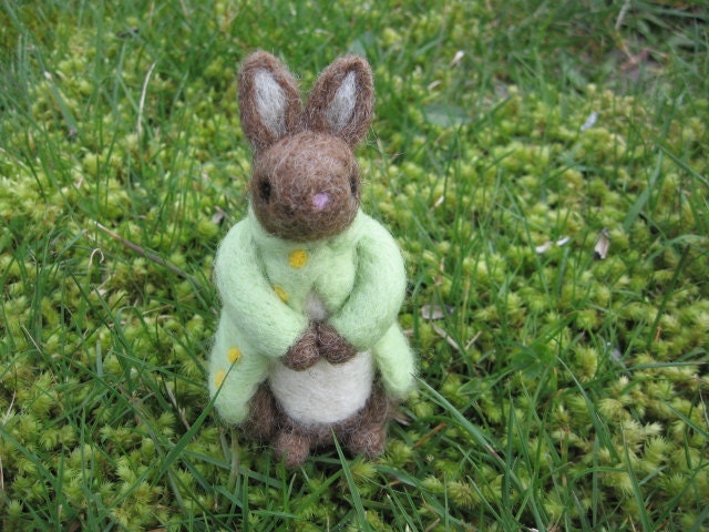 Mr. O'Mally the Rabbit Needle Felted Wool Figure