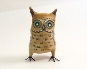 Spun Cotton Vintage Style Antiqued Horned Owl OOAK