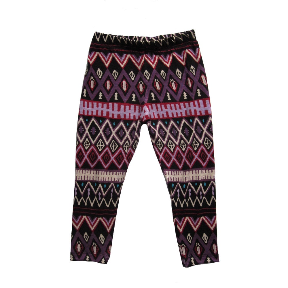 black pink & purple geometric print baby leggings- Supayana