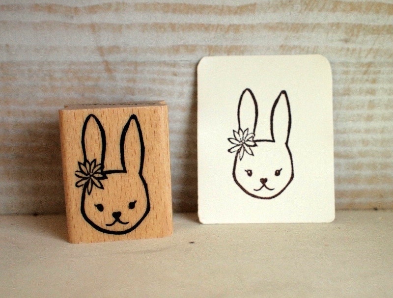 bunny girl  - rubberstamp - 30x40mm