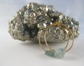 Raw Aquamarine  Hoop Earrings - S