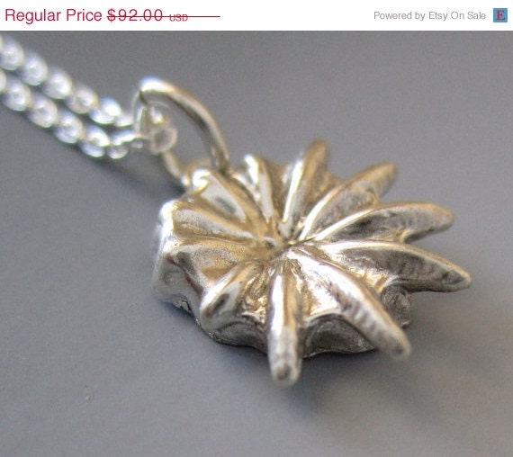Anemone pendant, sea inspired sterling silver necklace