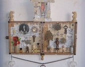 Assemblage Art - Recycle 3D Salvage -Love Me -Red Flower -1078