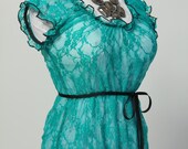 Size X-Large Teal Lace Blouse - Fits Bust Measurement of 52 to 61 inches