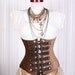Waist 28 to 30 Chestnut Brown Steampunk Military Underbust Corset