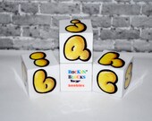 ABC Baby Blocks Yellow Bubble Letter Graffiti Rockin' Blocks 6 Block set by beebles
