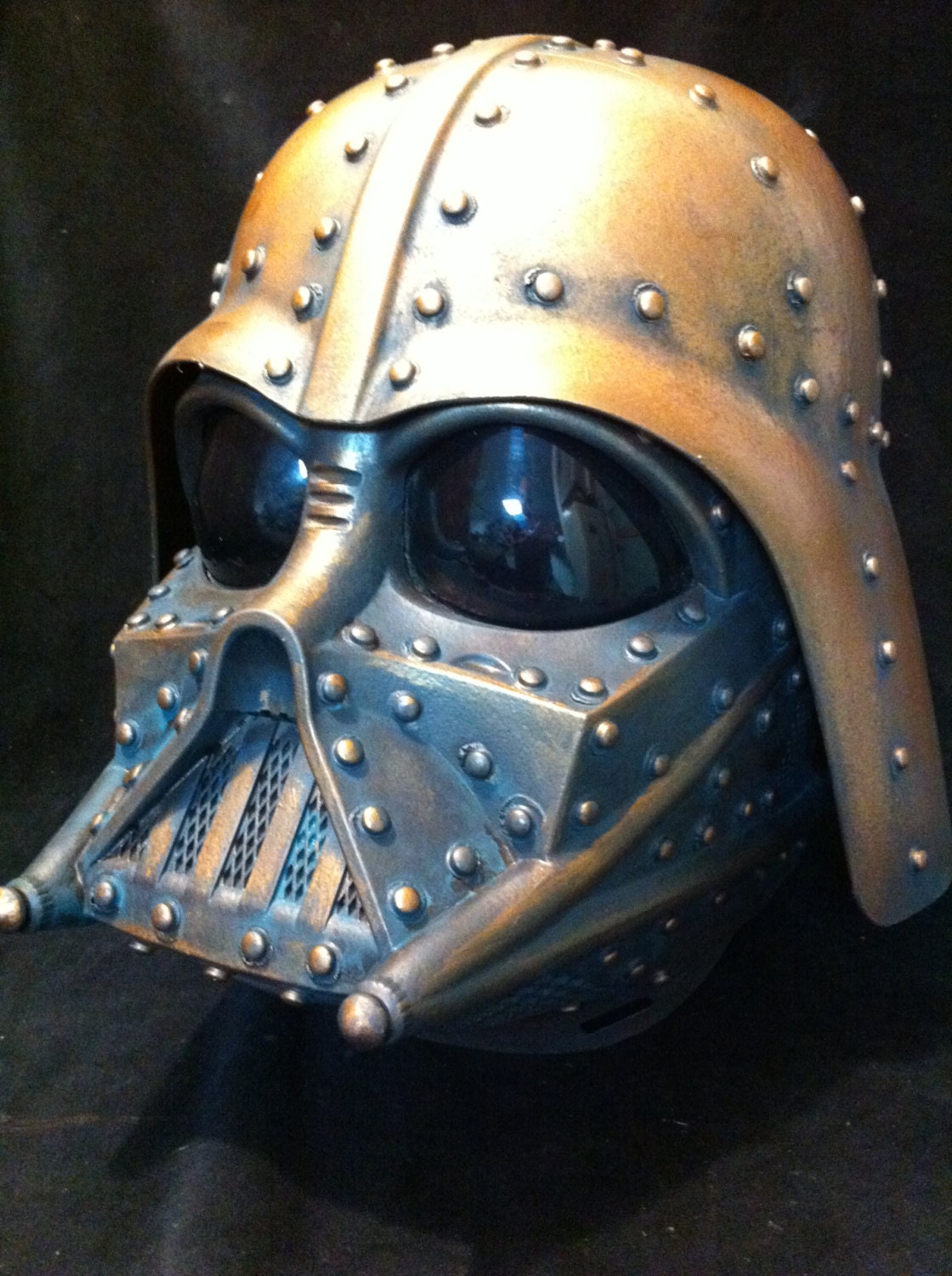 Steampunk  DARTH VADER Helmet  Bronze and Copper Battle  Bashed Star wars  Life Size Cosplay