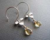 Sterling Silver Citrine Earrings, Flower Dangle Dainty Earrings, Mothers Day Jewelry
