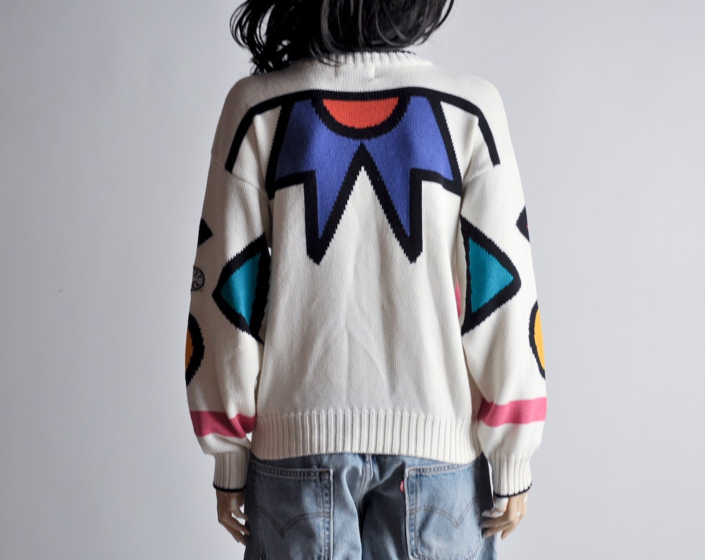 80s pop art print slouchy sweater / s / m