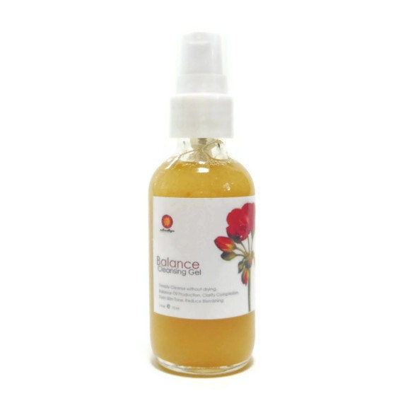 Balance Organic Cleansing Gel -  All Natural with Orange Blossom, Geranium, Burdock Root and Willow Bark. VEGAN.