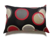ONE Black White Red Gray Taupe Lumbar Pillow Cover Decorative Circle Design Toss Throw Accent Cover  12x18 inch