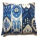 Two Navy Blue Light Blue White Taupe Ikat Pillow Covers Decorative Toss Throw Accent 16x16 inch pair