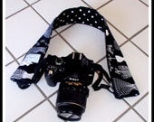Little Black Dress DSLR Camera Strap Cover with Lens Cap Pocket Michael Miller Fabric