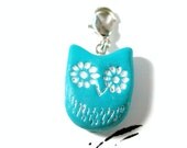 Blue Owl Charm Choice of:  Zipper Pull, Lanyard, or Pendant