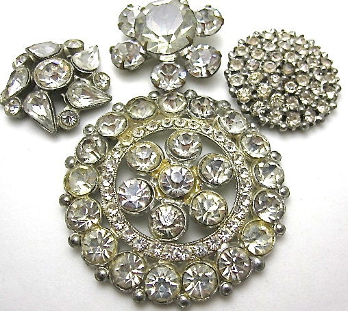 Vintage 1950s Lot Rhinestone Jewelry Components