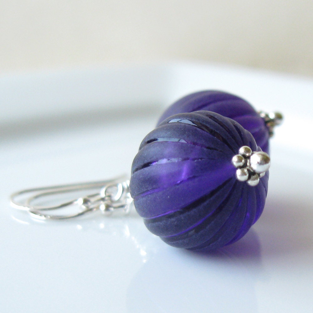 Royal Purple Earrings Mintage Lucite in sterling silver