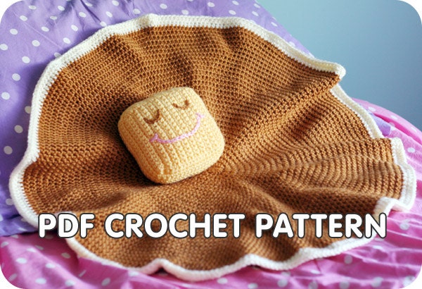 PDF Crochet Pattern - Pancake Lovey - security blanket with butter pillow