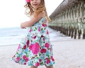 Girls dress Custom ruffled twirl sundress size 2T  to 12 yrs - Madison Collection Farandole