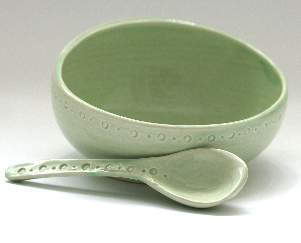 Salt Cellar and Spoon - Green