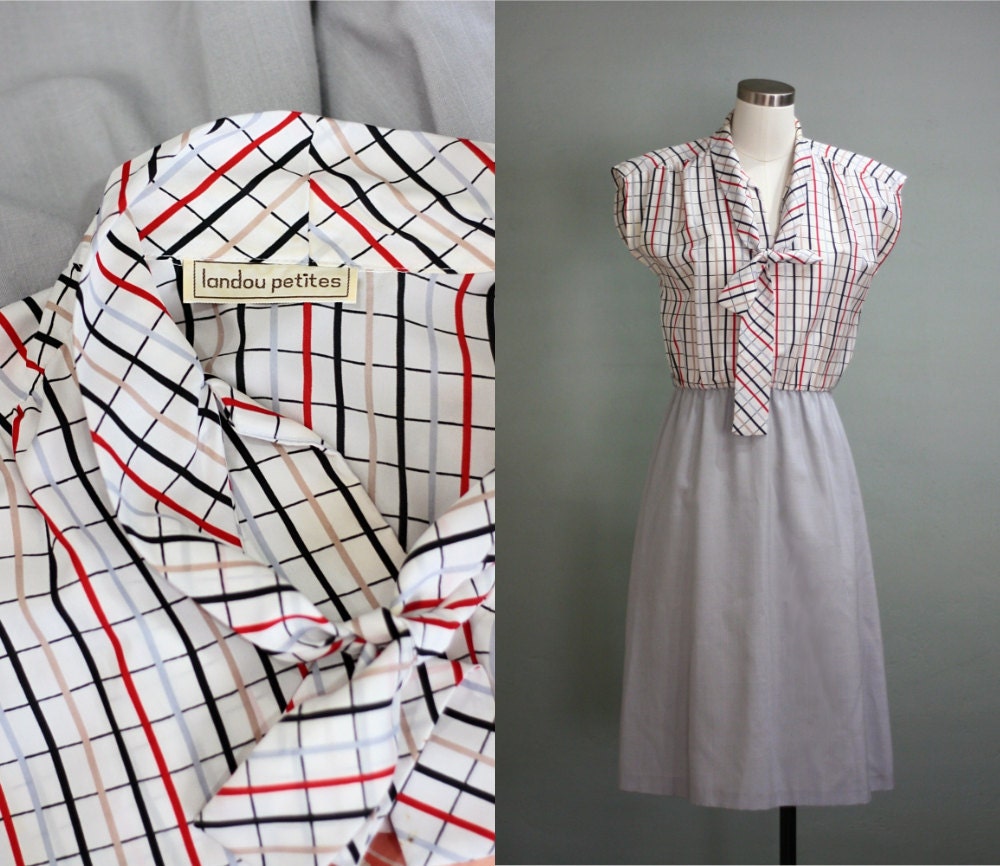 70s S/M Grey Checkered DRESS