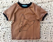 Brown Fox Ringer T - handmade, child, boy, girl, woodland, animal, youth