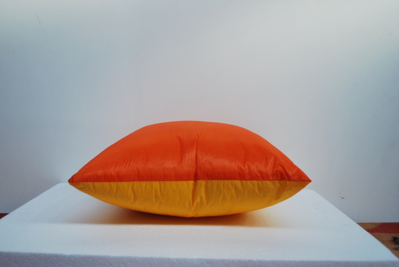 Recycled Spinnaker Sail Throw Pillow - orange and yellow