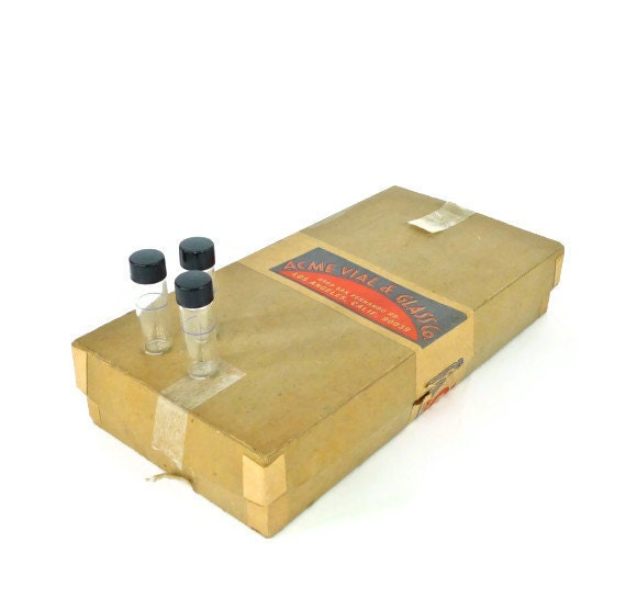 Acme Vial & Glass Co. Box of Glass Vials With Advertising Label