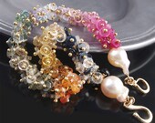 14k Yellow Gold and Sapphire Bracelet with Saltwater Akoya Pearls - Custom Made to Order