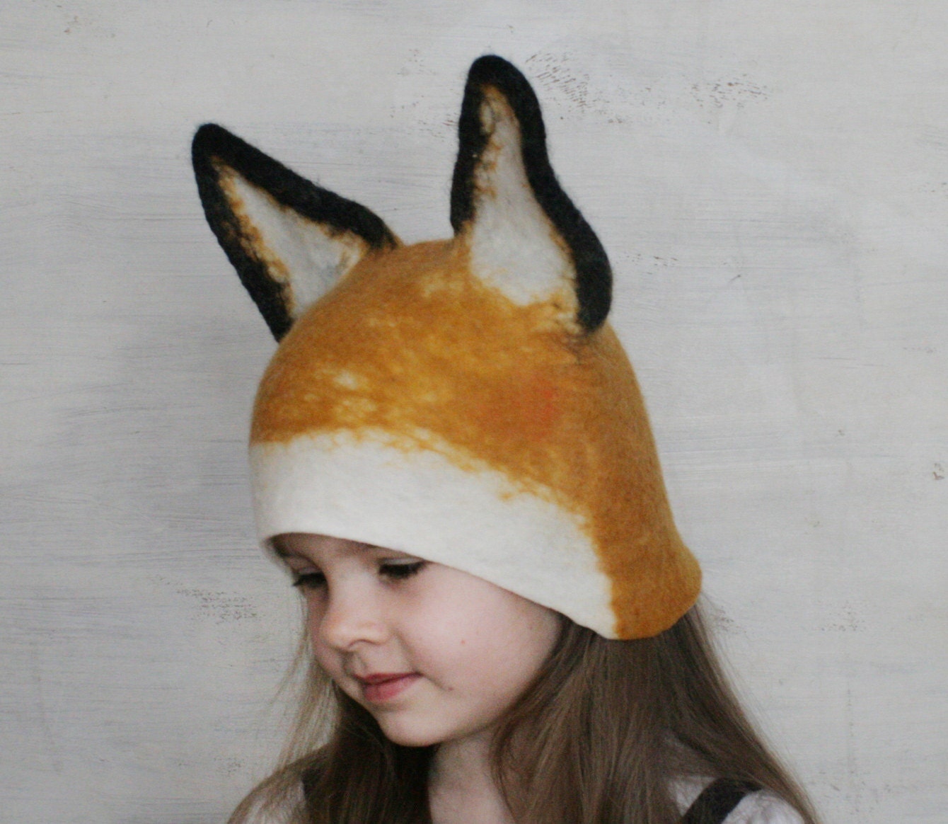 Fox Hat -- Hand Felted Wool -- Size Medium/Large