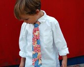 Boys Wonderful Patriotic American Flag Necktie - pretied and adjustable - boy's sizes infant, toddler, child
