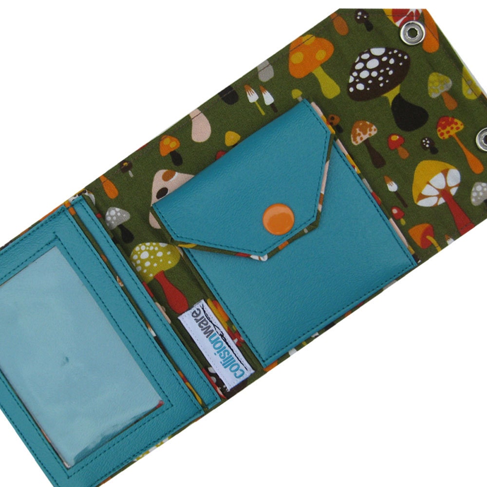 Turquoise Shroom Vinyl Travel Wallet