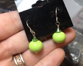 Spring green lamp work earrings