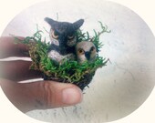Mini Felted Eagle Owl Mama And Baby In Nest