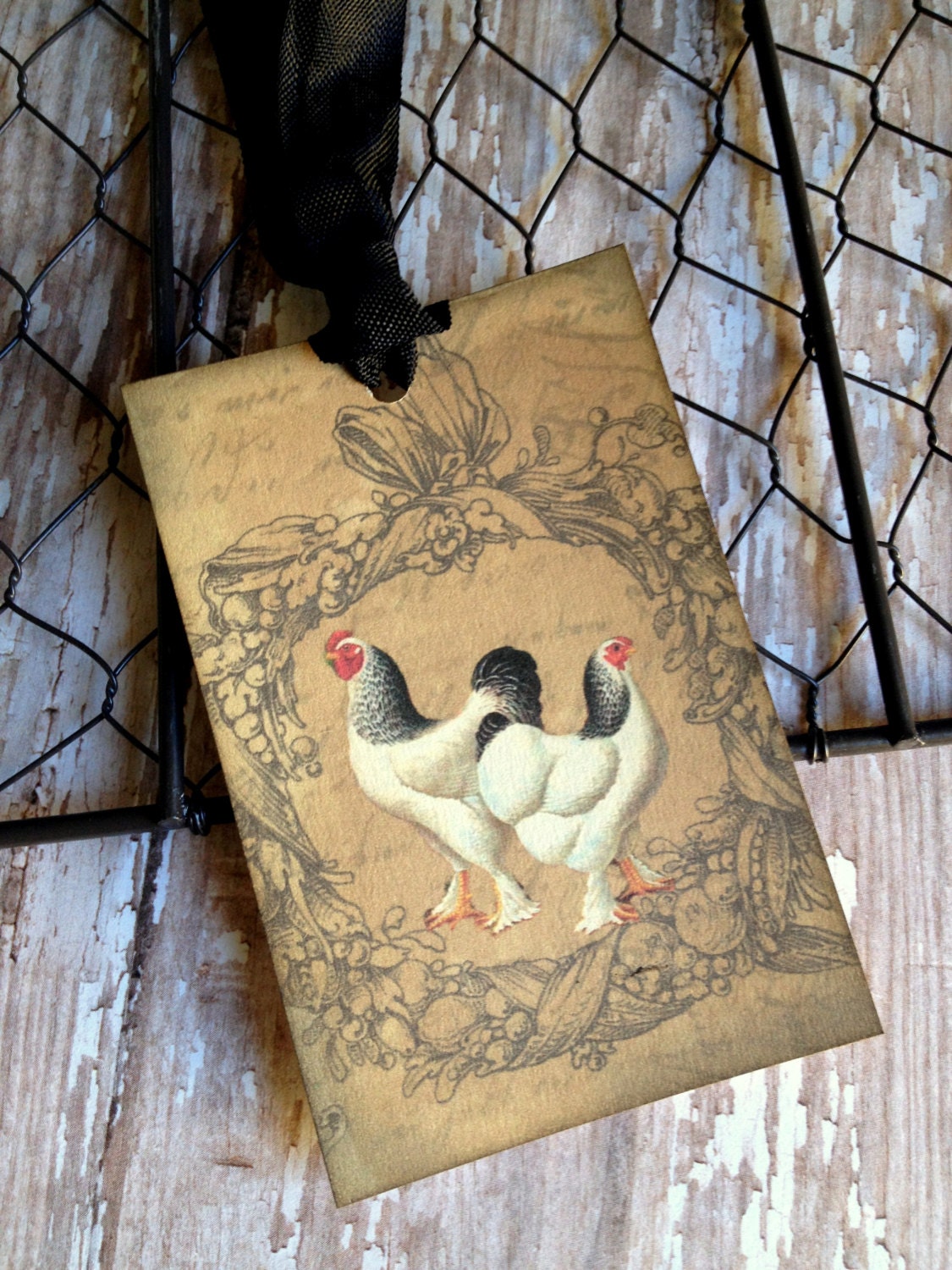 French Country Farm Chickens-Vintage Style Gift Tags