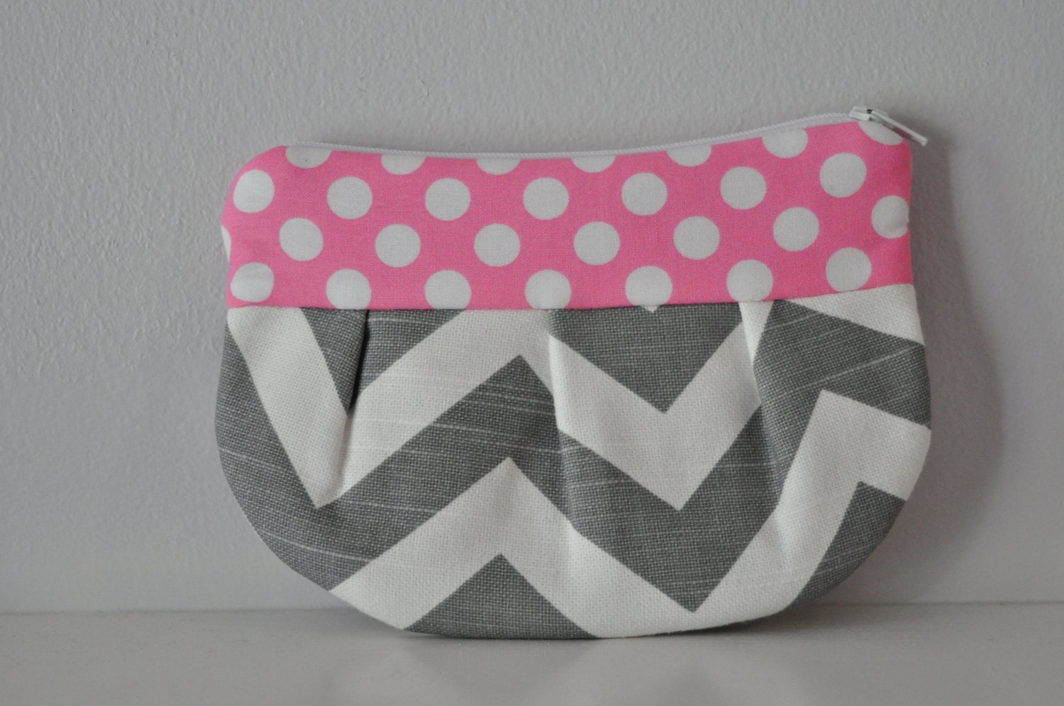 pleated clutch - chevron and polkadots