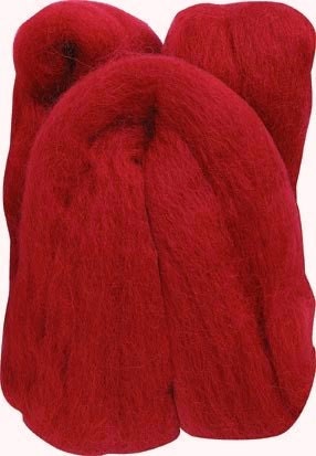 Red Natural Wool Roving
