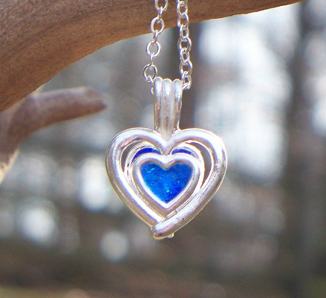 Recycled Noxzema Jar Heart Necklace