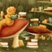 bookworm art print -- Bookworm - library, books, artwork, nursery, kids art, childrens room art, reading, librarian