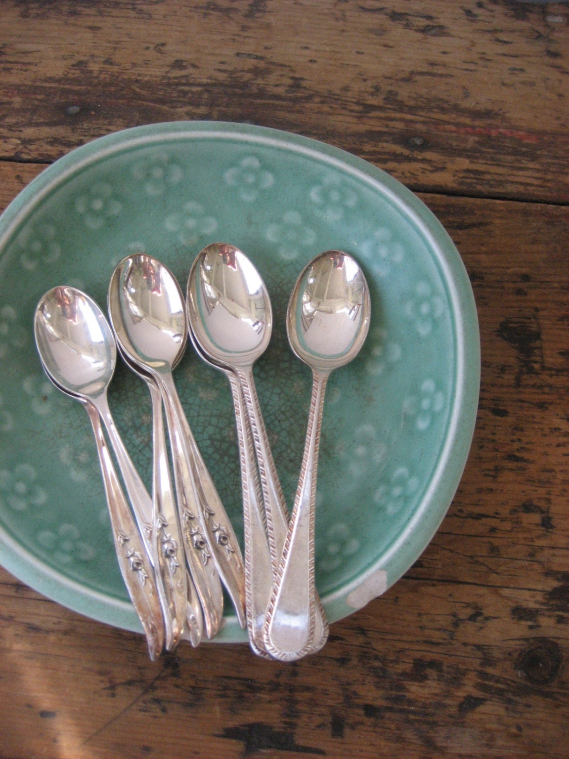 8   Mixed lot Vintage Set Small Silverplate DEMITASSE Spoons