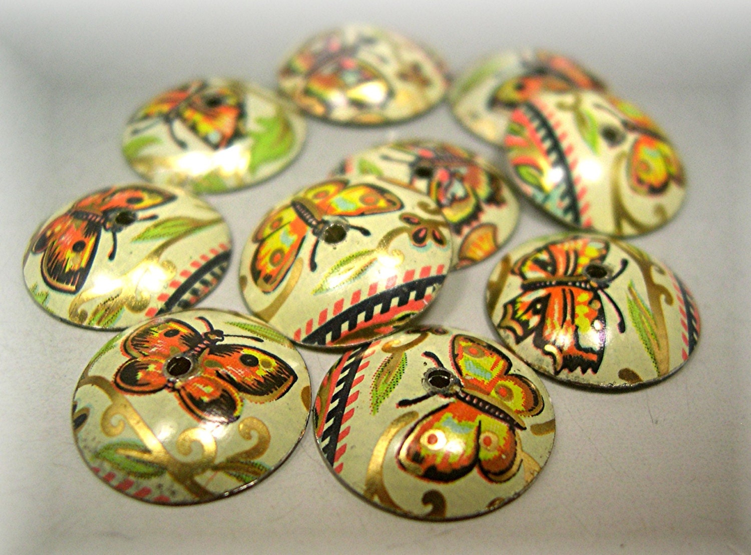 Bead Caps VINTAGE Handmade Donna Millard BUTTERFLY