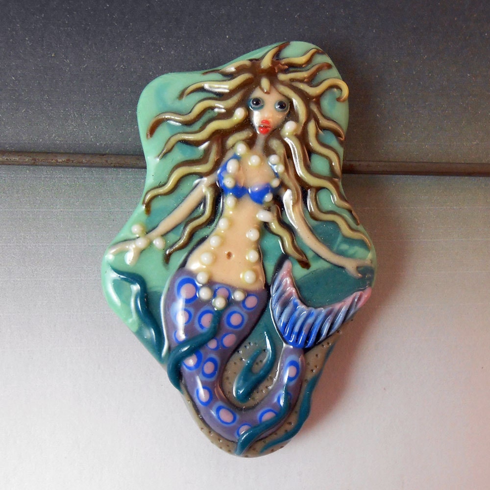 Mermaid Bead - Handmade Colored Porcelain