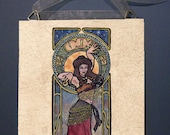 Nouveau Bellydancer - 6 x 8 art nouveau decorative hanging tile - Mary Layton