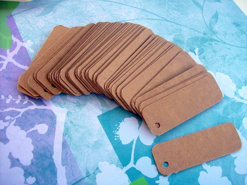 50 chipboard tags 1x3 inch
