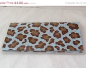 Anniversary Sale Checkbook Cover Cheetah Blue Works with Duplicate Checks Animal Print Vinyl Cash Holder