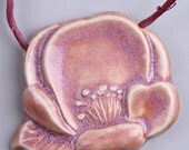 Ceramic Asian Camellia Pink Porcelain Necklace